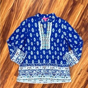 Lilly Pulitzer Asian Inspired Lapis Tunic Top